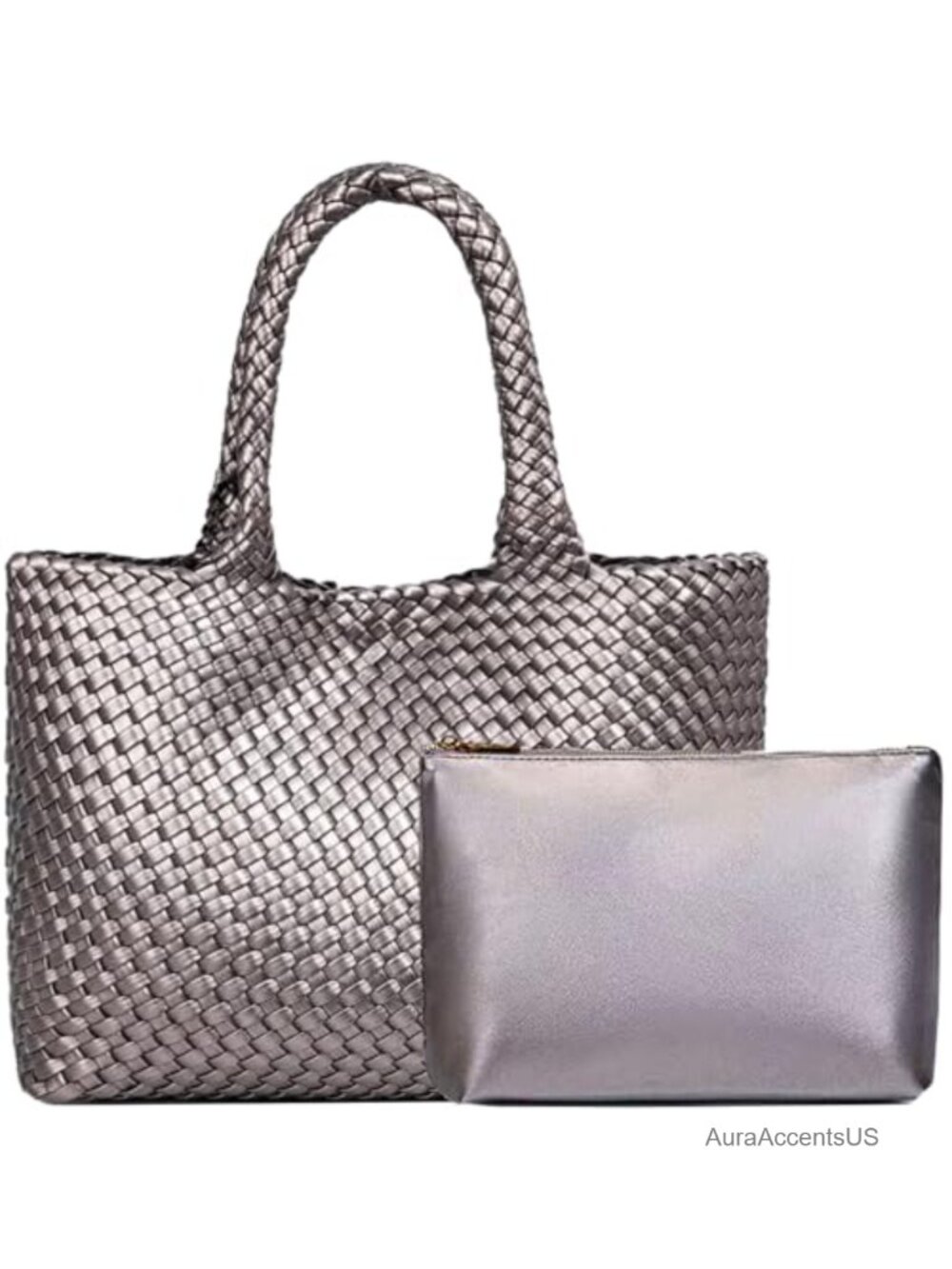 Woven Tote Bag Vegan Leather Handwoven Shoulder Bag Large Braided Top Handle